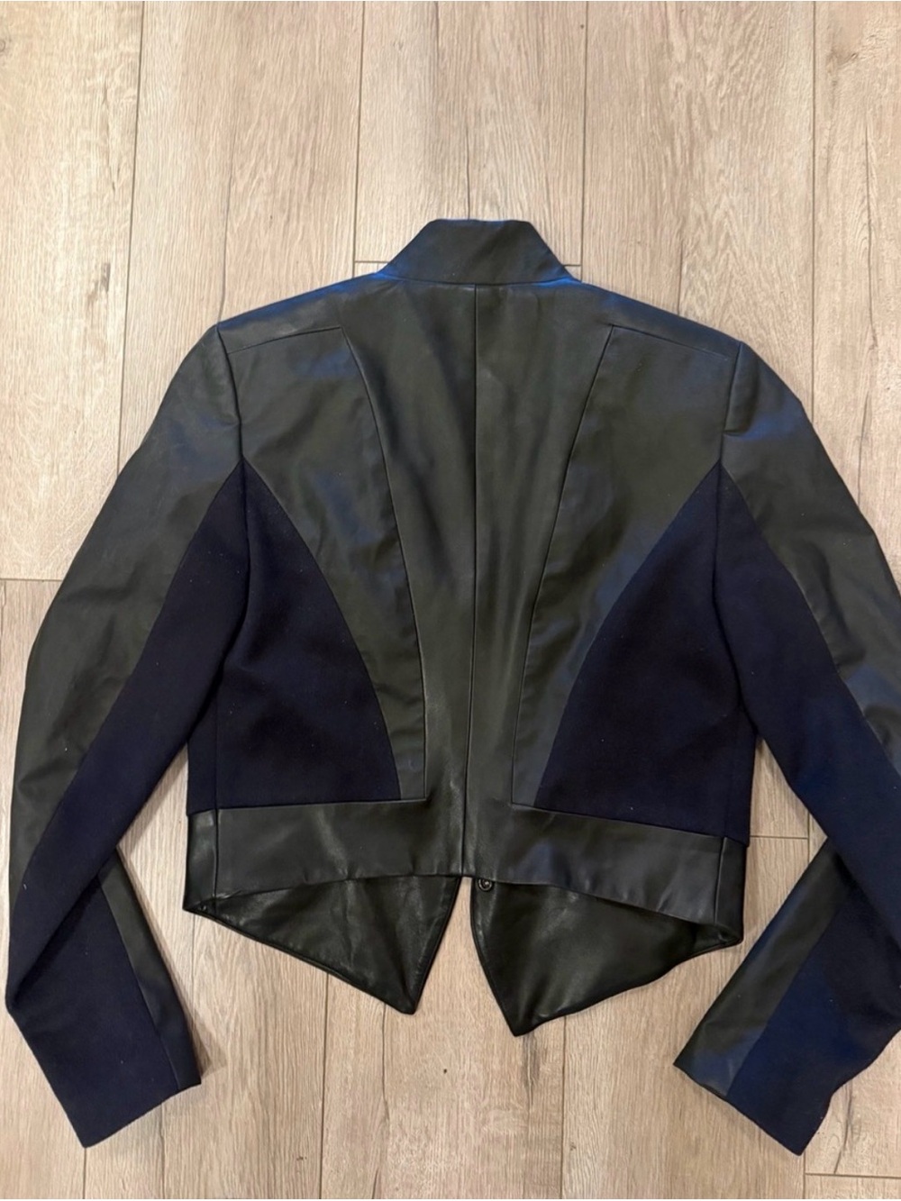 rag & bone Wool & Leather Jacket with Navy Panels - Picture 4 of 6